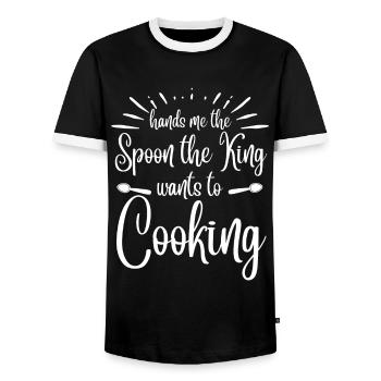 Me donne la cuillère que le roi veut cuisiner - T-shirt contrasté Homme - noir/blanc - Devant - AI Model Female 172 light (172cm) & AI Model Male 178 light (178cm)