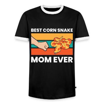 Corn Snake Pet Mom Best Corn Snake Mom Ever - Men's Ringer Shirt - black/white - Front - AI Model Female 172 light (172cm) & AI Model Male 178 light (178cm)