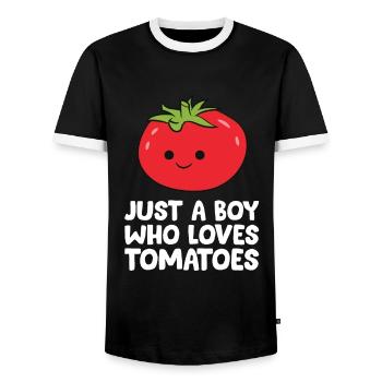 Juste un garçon qui aime les tomates - T-shirt contrasté Homme - noir/blanc - Devant - AI Model Female 172 light (172cm) & AI Model Male 178 light (178cm)