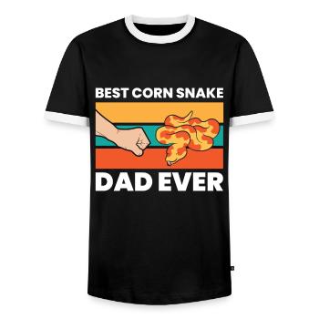 Corn Snake Pet Dad Best Corn Snake Dad Ever - Men's Ringer Shirt - black/white - Front - AI Model Female 172 light (172cm) & AI Model Male 178 light (178cm)
