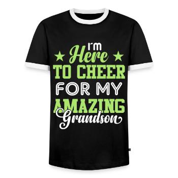 I'm here for my amazing grandson - Men's Ringer Shirt - black/white - Front - AI Model Female 172 light (172cm) & AI Model Male 178 light (178cm)