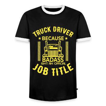 Chauffeur de camion parce que Badass n’est pas un travail officiel - T-shirt contrasté Homme - noir/blanc - Devant - AI Model Female 172 light (172cm) & AI Model Male 178 light (178cm)