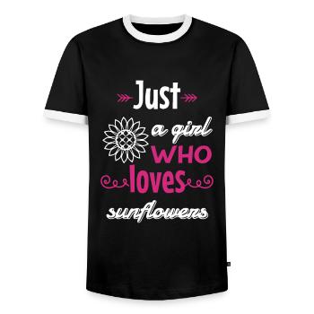 Juste une fille qui aime les tournesols - T-shirt contrasté Homme - noir/blanc - Devant - AI Model Female 172 light (172cm) & AI Model Male 178 light (178cm)