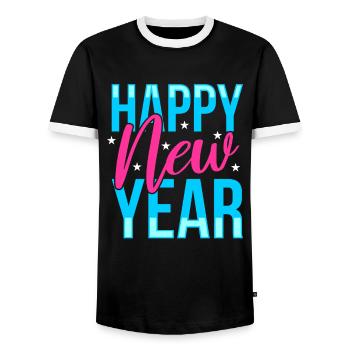 Frohes Neues Jahr - Männer Kontrast-T-Shirt - Schwarz/Weiß - Vorne - AI Model Female 172 light (172cm) & AI Model Male 178 light (178cm)