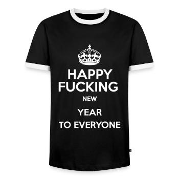 Frohes Neues Jahr An Alle - Neujahr - Männer Kontrast-T-Shirt - Schwarz/Weiß - Vorne - AI Model Female 172 light (172cm) & AI Model Male 178 light (178cm)