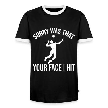 Dicton amusant de volleyball de plage - Volelyball - T-shirt contrasté Homme - noir/blanc - Devant - AI Model Female 172 light (172cm) & AI Model Male 178 light (178cm)