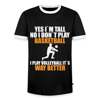 No I don't play basketball - volleyball - Men's Ringer Shirt - black/white - Front - AI Model Female 172 light (172cm) & AI Model Male 178 light (178cm)
