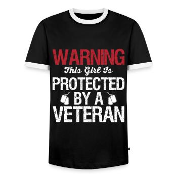Veteran Soldier Soldier Girl - Veteran Girl - Men's Ringer Shirt - black/white - Front - AI Model Female 172 light (172cm) & AI Model Male 178 light (178cm)