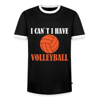 I can't have volleyball - volleyball player - Men's Ringer Shirt - black/white - Front - AI Model Female 172 light (172cm) & AI Model Male 178 light (178cm)