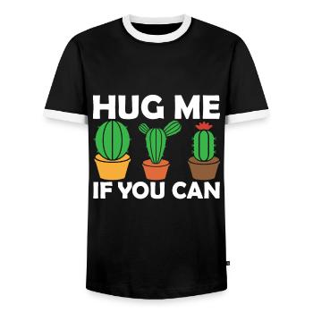 Embrace Me If You Can - Cactus - Men's Ringer Shirt - black/white - Front - AI Model Female 172 light (172cm) & AI Model Male 178 light (178cm)