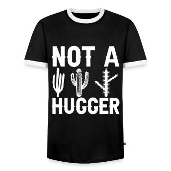 Kein Hugger - Lustiger Kaktus - Männer Kontrast-T-Shirt - Schwarz/Weiß - Vorne - AI Model Female 172 light (172cm) & AI Model Male 178 light (178cm)