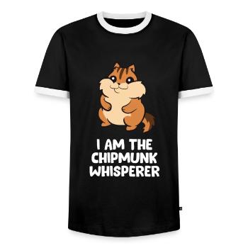Funny Chipmunk Whisperer I Am The Chipmunk - Men's Ringer Shirt - black/white - Front - AI Model Female 172 light (172cm) & AI Model Male 178 light (178cm)