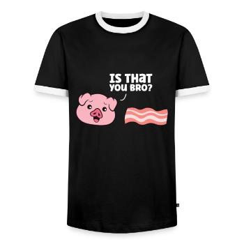 Lustiger Speck Schwein ist, dass Sie lustig - Männer Kontrast-T-Shirt - Schwarz/Weiß - Vorne - AI Model Female 172 light (172cm) & AI Model Male 178 light (178cm)