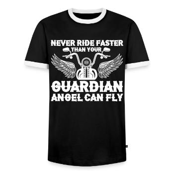 Fahren Sie Niemals Schneller Als Ihr Schutzengel - Männer Kontrast-T-Shirt - Schwarz/Weiß - Vorne - AI Model Female 172 light (172cm) & AI Model Male 178 light (178cm)
