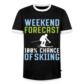 Wochenend Vorhersage 100% Chance Zum Skifahren - Männer Kontrast-T-Shirt - Schwarz/Weiß - Vorne - AI Model Female 172 light (172cm) & AI Model Male 178 light (178cm)