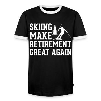 Grand-père skieur à la retraite - T-shirt contrasté Homme - noir/blanc - Devant - AI Model Female 172 light (172cm) & AI Model Male 178 light (178cm)