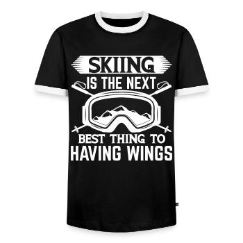 Skifahren Ist Das Nächstbeste Ding - Skifahrer - Männer Kontrast-T-Shirt - Schwarz/Weiß - Vorne - AI Model Female 172 light (172cm) & AI Model Male 178 light (178cm)