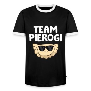 Poland Pierogi Team Pierogi - Men's Ringer Shirt - black/white - Front - AI Model Female 172 light (172cm) & AI Model Male 178 light (178cm)