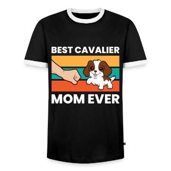 Best Cavalier Mom Ever Cavalier King Charles - Men's Ringer Shirt - black/white - Front - AI Model Female 172 light (172cm) & AI Model Male 178 light (178cm)