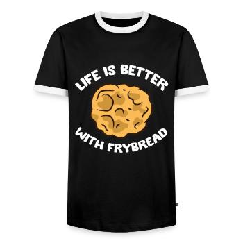 Life Is Better With Frybread - Men's Ringer Shirt - black/white - Front - AI Model Female 172 light (172cm) & AI Model Male 178 light (178cm)