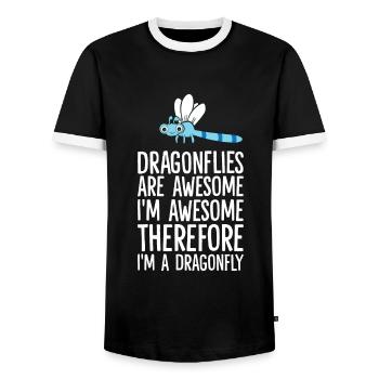 Dragonflies Are Awesome Im Awesome Therefore I'm - Men's Ringer Shirt - black/white - Front - AI Model Female 172 light (172cm) & AI Model Male 178 light (178cm)