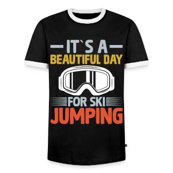 Es Ist Ein Wunderschöner Tag Für Skisprünge - Männer Kontrast-T-Shirt - Schwarz/Weiß - Vorne - AI Model Female 172 light (172cm) & AI Model Male 178 light (178cm)
