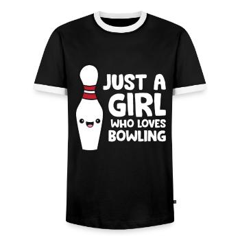 Juste une fille qui aime le bowling - T-shirt contrasté Homme - noir/blanc - Devant - AI Model Female 172 light (172cm) & AI Model Male 178 light (178cm)