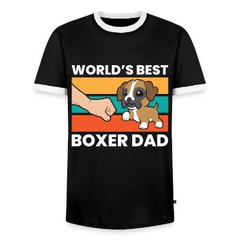 Boxer Dog Dad World's Best Boxer Dad - Men's Ringer Shirt - black/white - Front - AI Model Female 172 light (172cm) & AI Model Male 178 light (178cm)