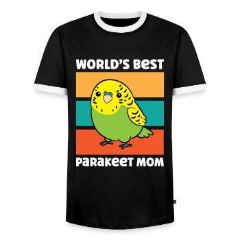 Sittich Wellensittich Vogel Mama Welten beste - Männer Kontrast-T-Shirt - Schwarz/Weiß - Vorne - AI Model Female 172 light (172cm) & AI Model Male 178 light (178cm)