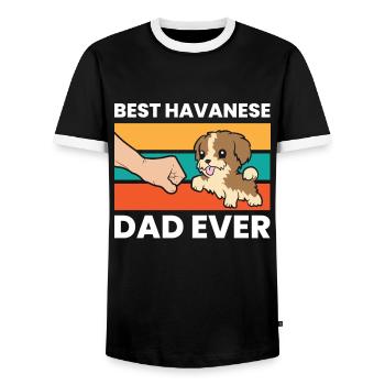 Best Havanese Dad Ever - Men's Ringer Shirt - black/white - Front - AI Model Female 172 light (172cm) & AI Model Male 178 light (178cm)