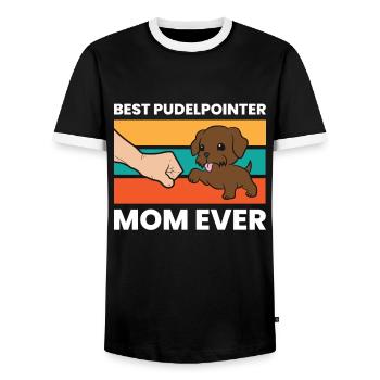 Meilleur pointeur de caniche maman jamais - T-shirt contrasté Homme - noir/blanc - Devant - AI Model Female 172 light (172cm) & AI Model Male 178 light (178cm)
