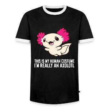 This Is My Human Costume I'm Really An Axolotl - Männer Kontrast-T-Shirt - Schwarz/Weiß - Vorne - AI Model Female 172 light (172cm) & AI Model Male 178 light (178cm)