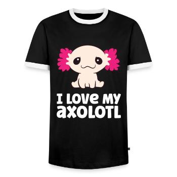 Axolotls As Pets I Love My Axolotl Love Axolotls - Men's Ringer Shirt - black/white - Front - AI Model Female 172 light (172cm) & AI Model Male 178 light (178cm)