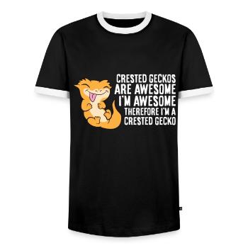 Crested Geckos Are Awesome Im Awesome Im A - Men's Ringer Shirt - black/white - Front - AI Model Female 172 light (172cm) & AI Model Male 178 light (178cm)