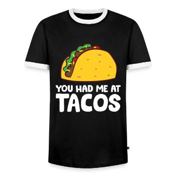 Sie hatten mich bei Tacos Mexikanisches Essen - Männer Kontrast-T-Shirt - Schwarz/Weiß - Vorne - AI Model Female 172 light (172cm) & AI Model Male 178 light (178cm)