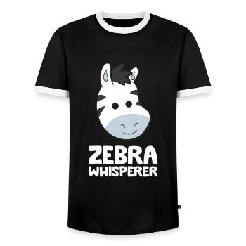 Zebra Whisperer Animal Cute Zebra - Men's Ringer Shirt - black/white - Front - AI Model Female 172 light (172cm) & AI Model Male 178 light (178cm)