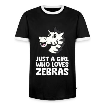 Just a Girl Who Loves Zebras - Men's Ringer Shirt - black/white - Front - AI Model Female 172 light (172cm) & AI Model Male 178 light (178cm)