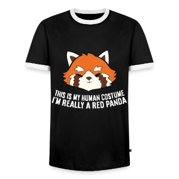 This Is My Human Costume I'm Really A Red Panda - Men's Ringer Shirt - black/white - Front - AI Model Female 172 light (172cm) & AI Model Male 178 light (178cm)