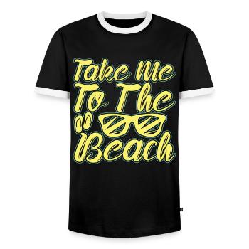 Take me to the beach - sunset beach - Men's Ringer Shirt - black/white - Front - AI Model Female 172 light (172cm) & AI Model Male 178 light (178cm)