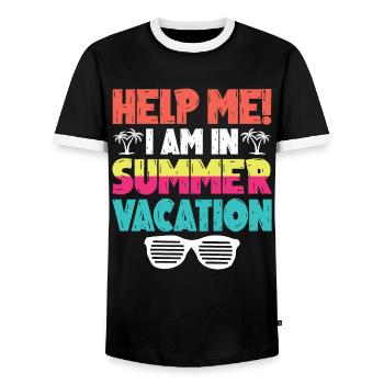Aidez-moi Je suis en vacances d’été - T-shirt contrasté Homme - noir/blanc - Devant - AI Model Female 172 light (172cm) & AI Model Male 178 light (178cm)
