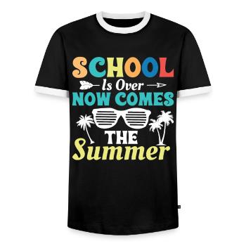 Die Schule Ist Jetzt Vorbei Jetzt Kommt Der Sommer - Männer Kontrast-T-Shirt - Schwarz/Weiß - Vorne - AI Model Female 172 light (172cm) & AI Model Male 178 light (178cm)