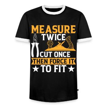 Drôle de dicton DIY - T-shirt contrasté Homme - noir/blanc - Devant - AI Model Female 172 light (172cm) & AI Model Male 178 light (178cm)