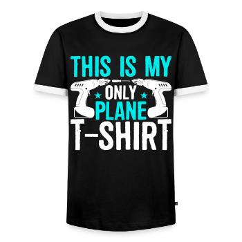 C’est mon seul avion - T-shirt contrasté Homme - noir/blanc - Devant - AI Model Female 172 light (172cm) & AI Model Male 178 light (178cm)