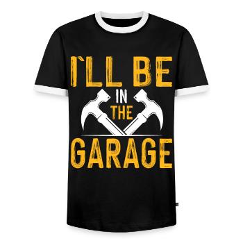 Je suis dans le garage - amateur d’artisan - T-shirt contrasté Homme - noir/blanc - Devant - AI Model Female 172 light (172cm) & AI Model Male 178 light (178cm)