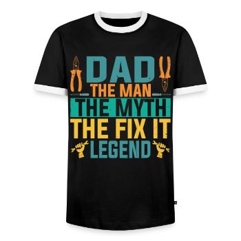 Papa The Man The Myth The Fix It Legend Father - Men's Ringer Shirt - black/white - Front - AI Model Female 172 light (172cm) & AI Model Male 178 light (178cm)