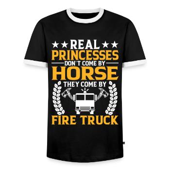 Echte Prinzessinnen Kommen Nicht Mit Einem Pferd - Männer Kontrast-T-Shirt - Schwarz/Weiß - Vorne - AI Model Female 172 light (172cm) & AI Model Male 178 light (178cm)