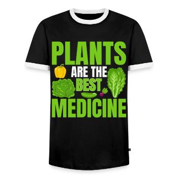 Les plantes sont le meilleur remède - végétariens - T-shirt contrasté Homme - noir/blanc - Devant - AI Model Female 172 light (172cm) & AI Model Male 178 light (178cm)