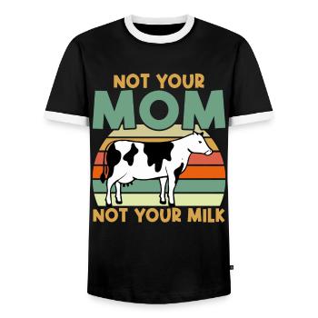 Not Your Mother Not Your Milk - Vegan - Men's Ringer Shirt - black/white - Front - AI Model Female 172 light (172cm) & AI Model Male 178 light (178cm)