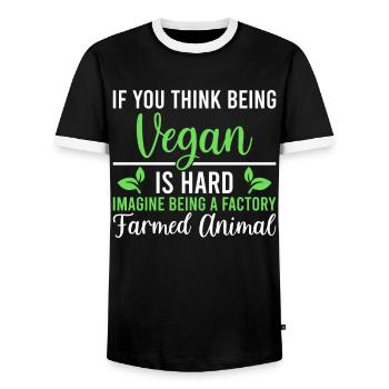 Si vous pensez qu’être végétalien est difficile - végétalien - T-shirt contrasté Homme - noir/blanc - Devant - AI Model Female 172 light (172cm) & AI Model Male 178 light (178cm)