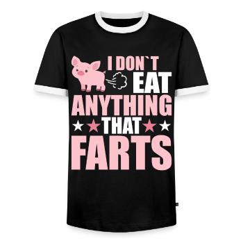 Ich Esse Nichts Was Furzt - Lustig Vegan - Männer Kontrast-T-Shirt - Schwarz/Weiß - Vorne - AI Model Female 172 light (172cm) & AI Model Male 178 light (178cm)